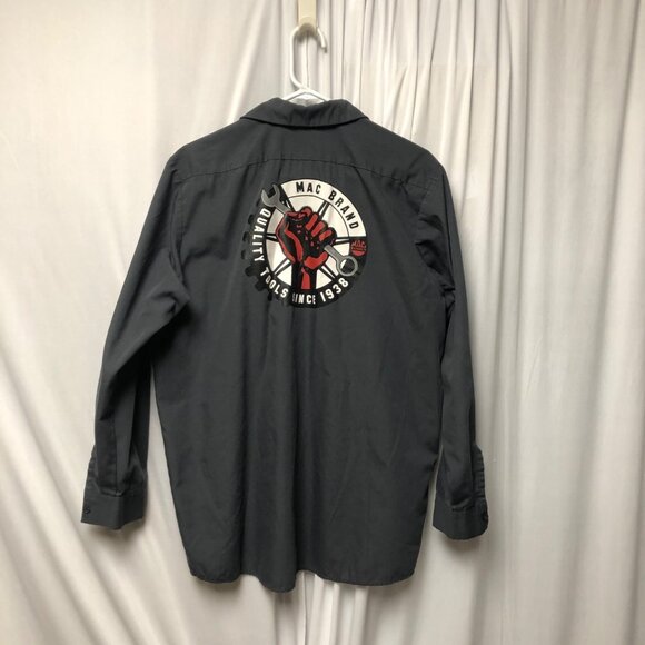 Mac Tools Work Shirt Mens Size Large Logo Gray Button Up Long Sleeve Workwear - Picture 1 of 8